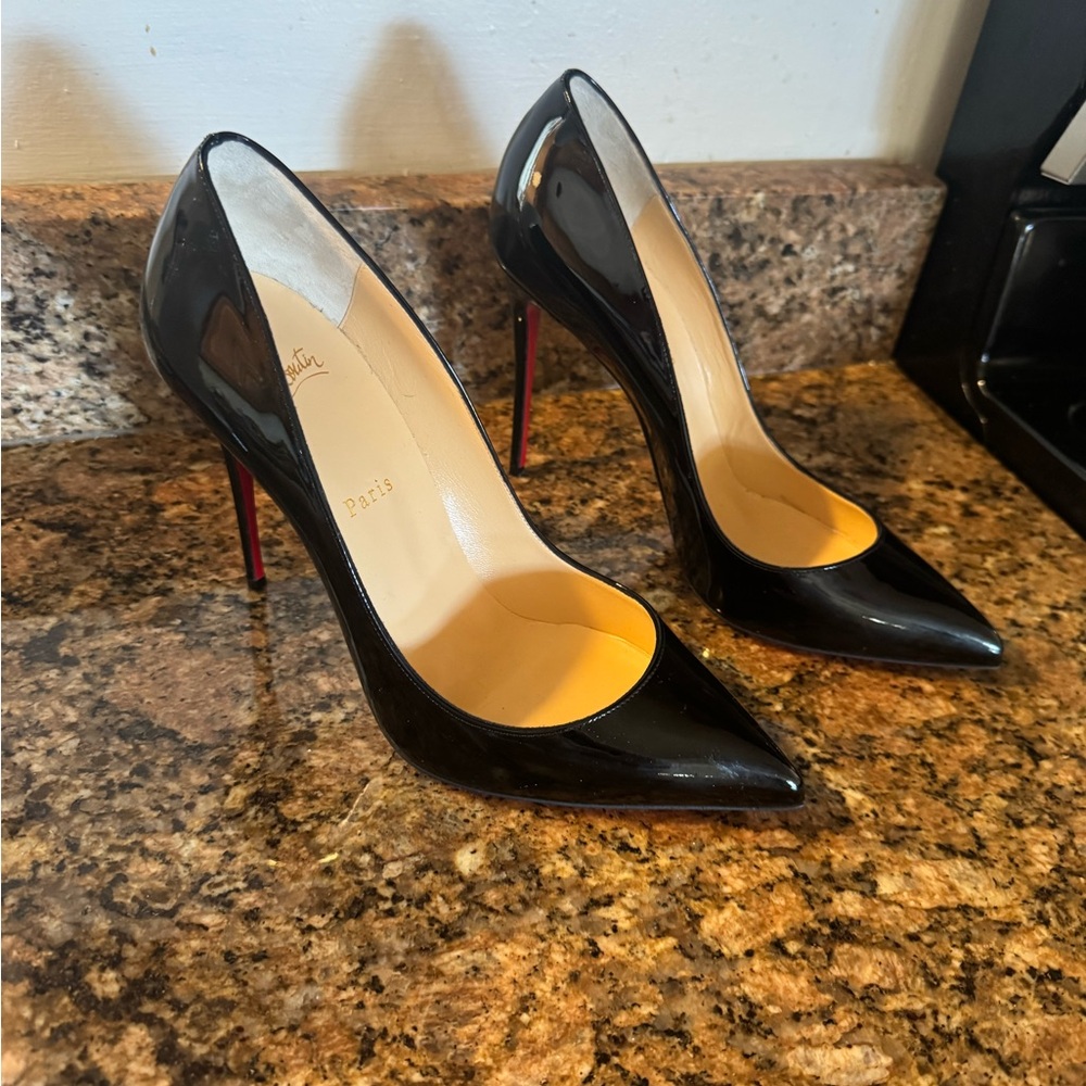 Christian Louboutin Glossy Black Heels with Red Soles